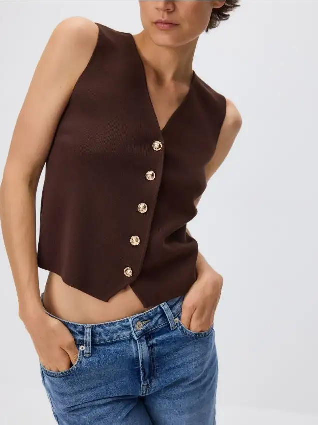 Gilet con bottoni decorativi Colore marrone