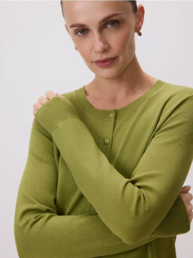 Cardigan in viscosa Colore verde oliva