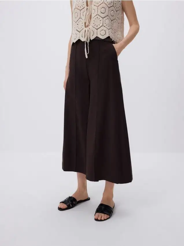 Pantaloni culotte in misto modal Colore marrone scuro