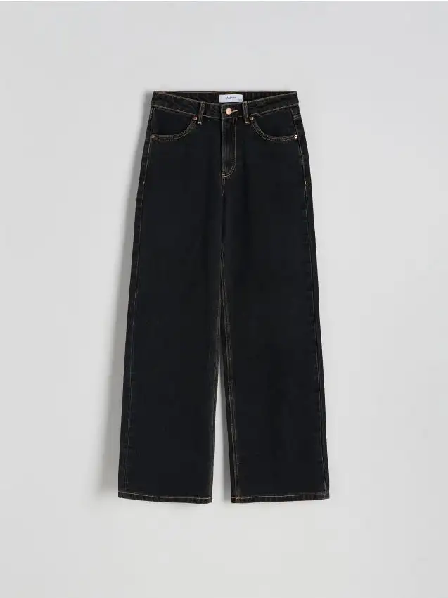 Jeans dritti straight vita alta Colore grigio