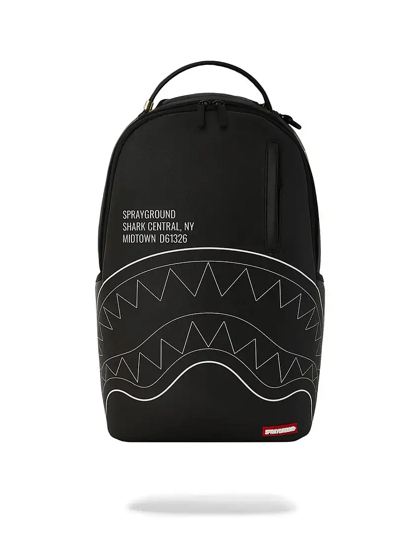SPRAYGROUND Men's Backpack SHARK CENTRAL SOLID BLACK WHITE LINE SHARK 910B6366NSZ Black