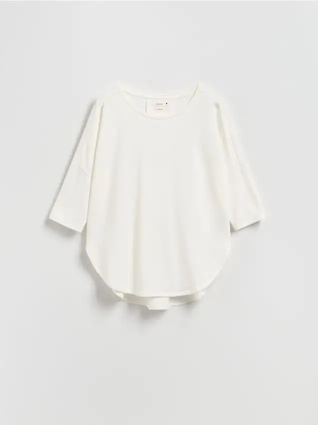 Maglietta a maniche lunghe in misto modal Colore panna