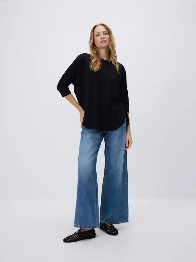 Maglietta a maniche lunghe in misto modal Colore nero