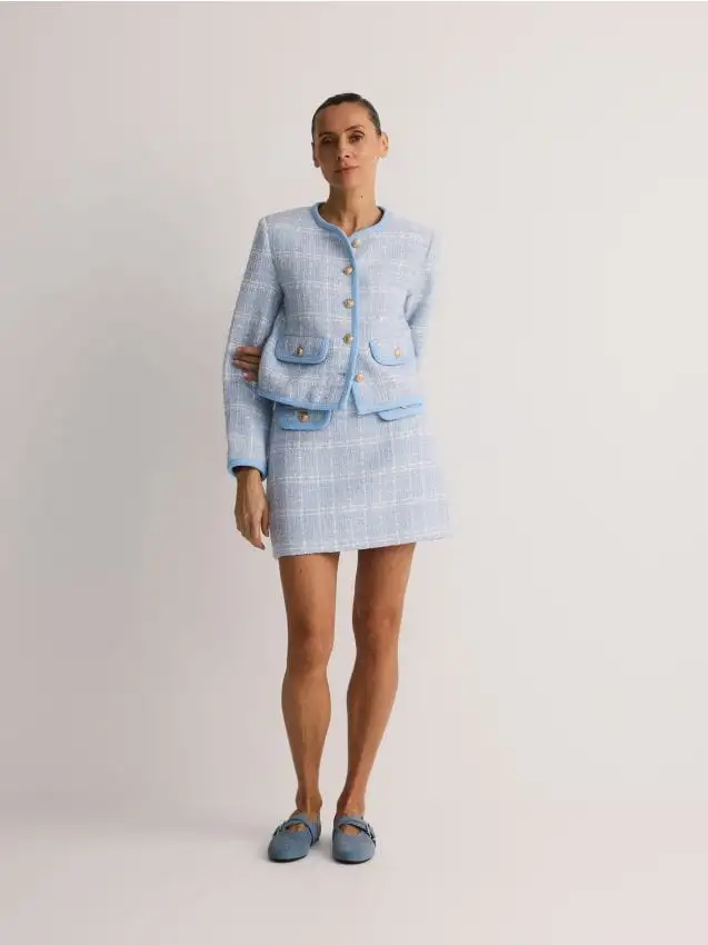 Minigonna in tweed Colore azzurro