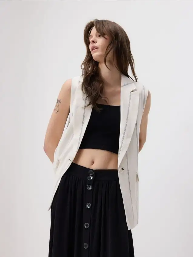 Gonna con misto lino Colore nero