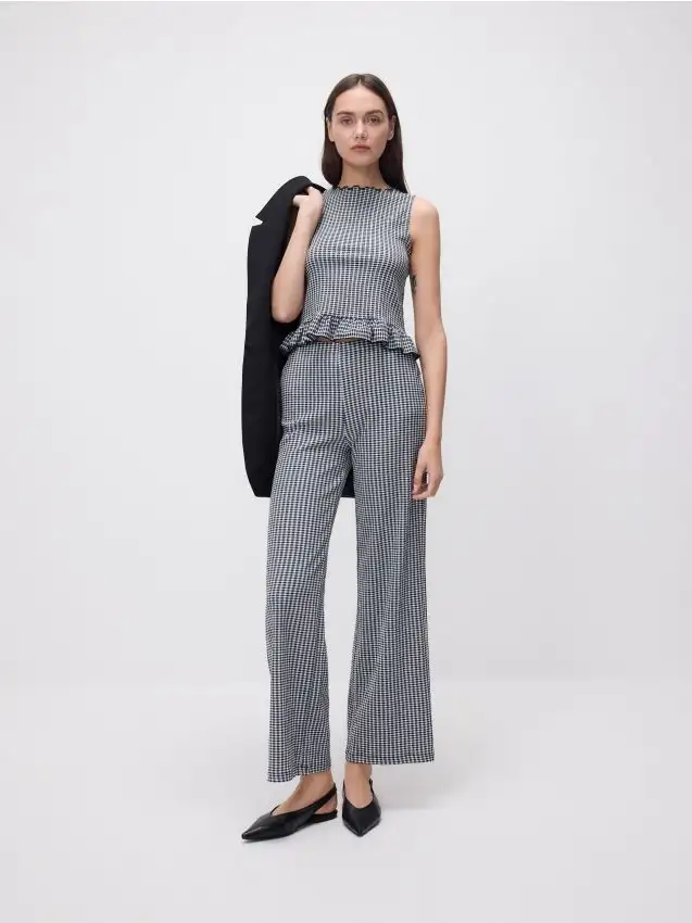 Pantaloni larghi a quadri Colore nero