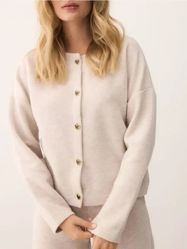 Cardigan con bottoni decorativi Colore beige