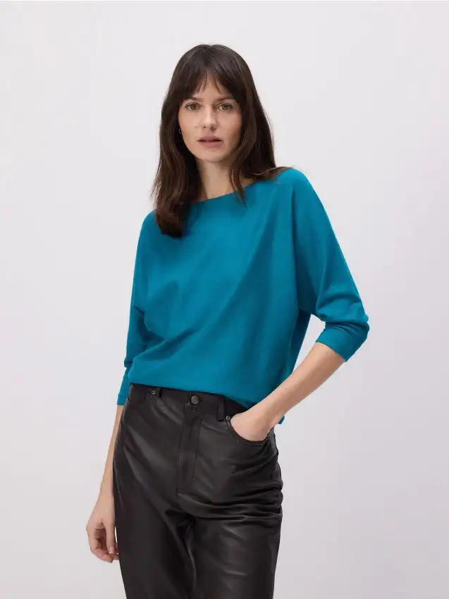 Plain viscose rich jumper Colore acqua