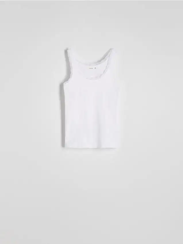 Top in cotone con pizzo Colore bianco