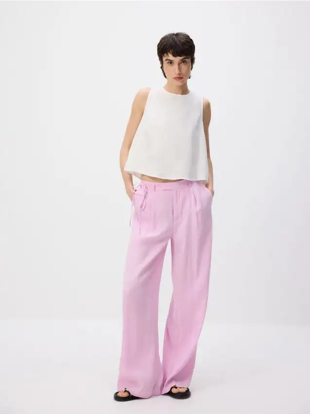 Pantaloni ampi con modal Colore rosa