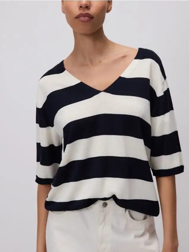 Blusa con scollo a V Colore multicolore