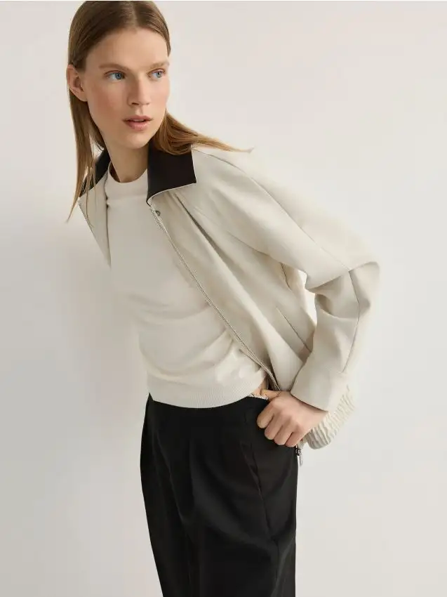 Top in jersey di misto viscosa Colore panna