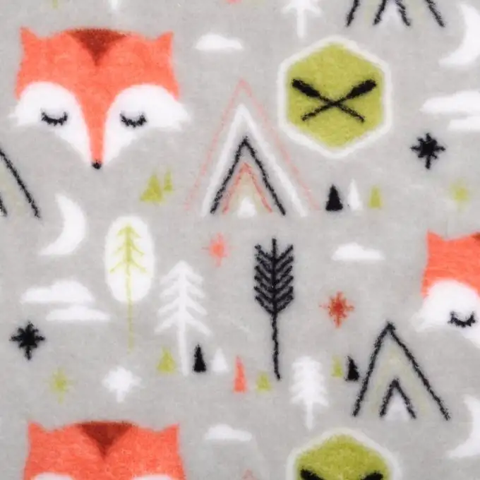 Tessuto pile stampato volpe arancione