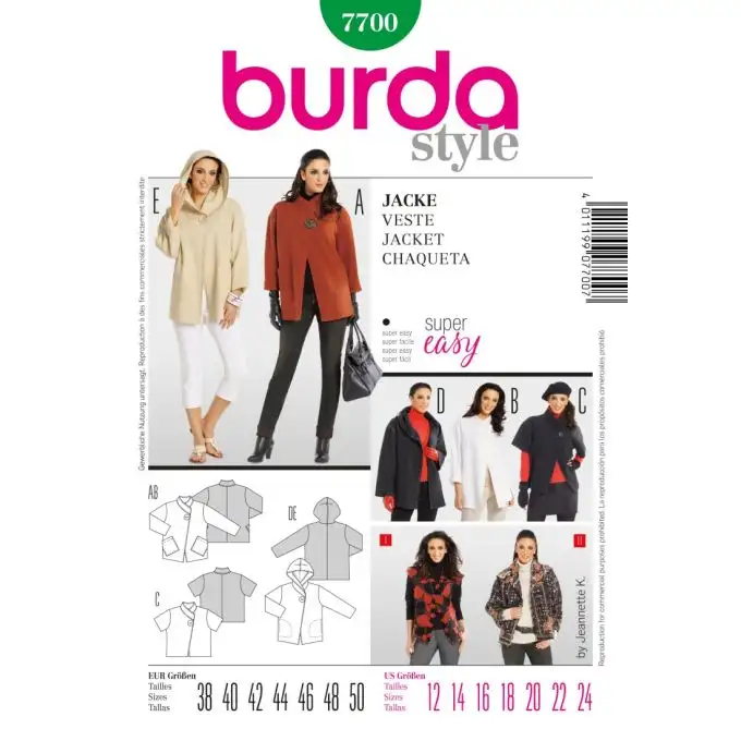 Modello burda 7700 giacca