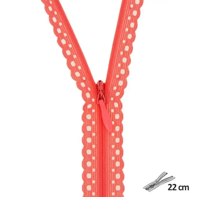 Chiusura pizzo geometrico corallo 22 cm