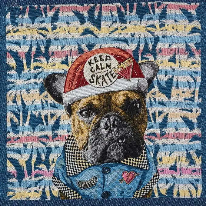 Carre di tessuto jacquard blu cane skater blu