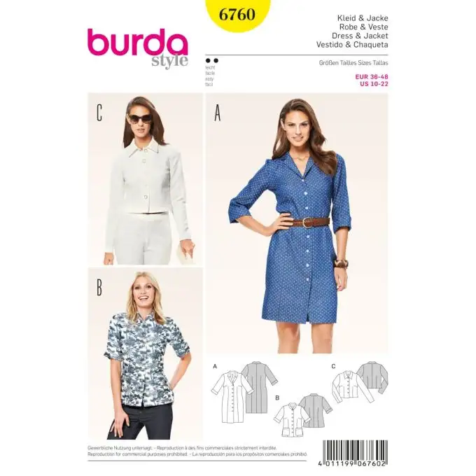 Modello burda 6760 abito e giacca