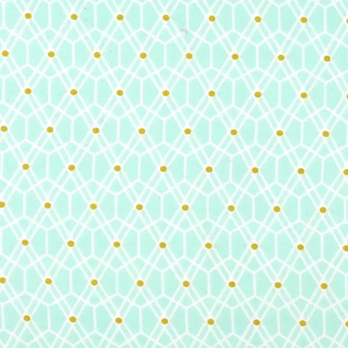 Tessuto popeline cotone rombi verde turchese