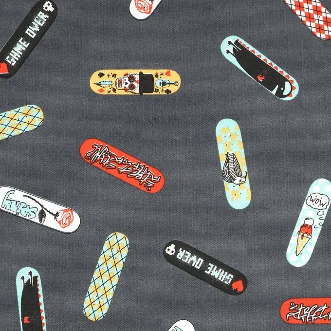 Tessuto cotone spesso skate grigio