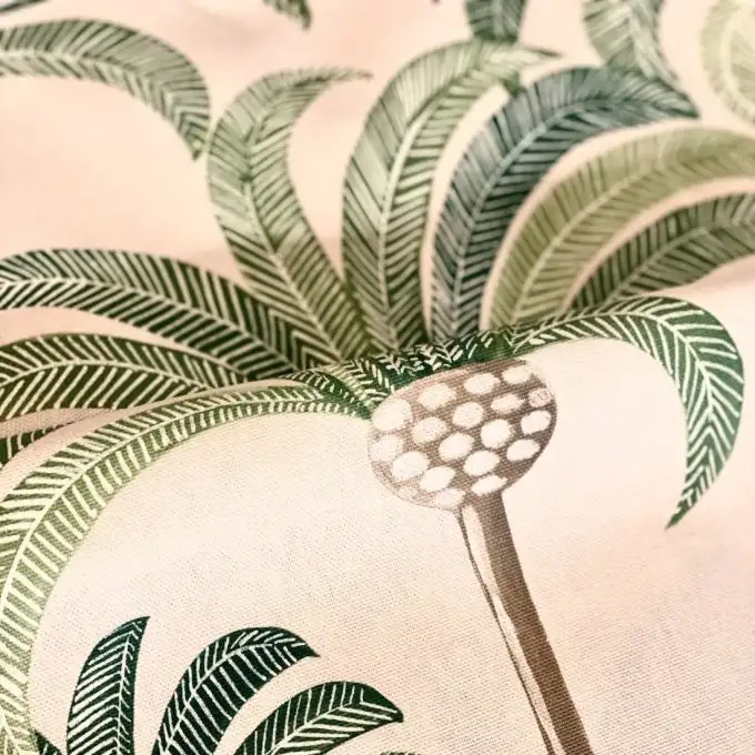 Tessuto cotone stampato palmeto verde tropicale