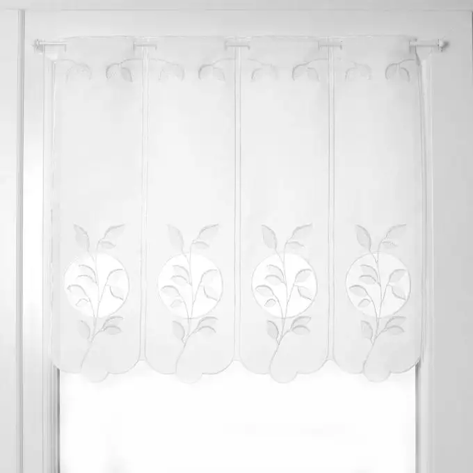 Tendina mantovana foglie bianco argentato 58 cm