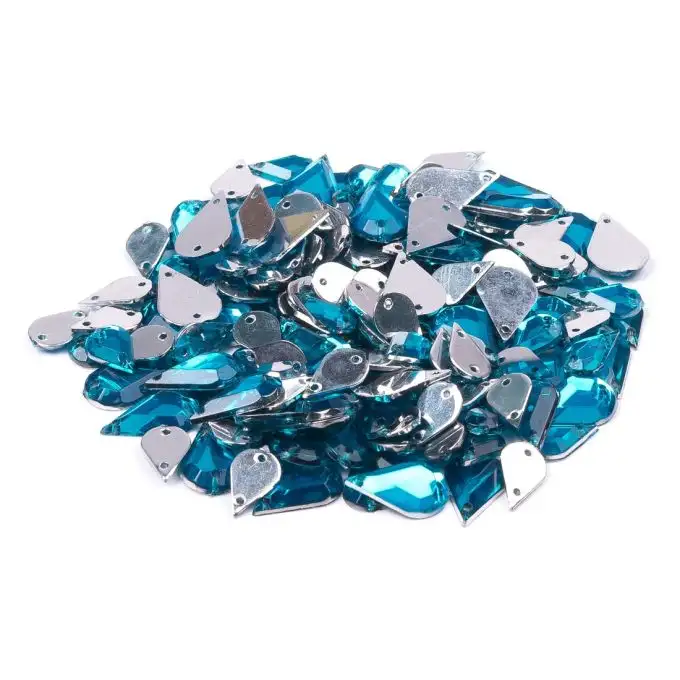 Paillettes a cucire goccia turchese 8x13mm e 6x10mm