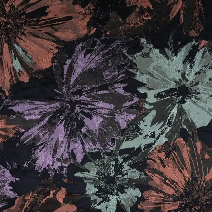 Tessuto jacquard fiori grandi colorati