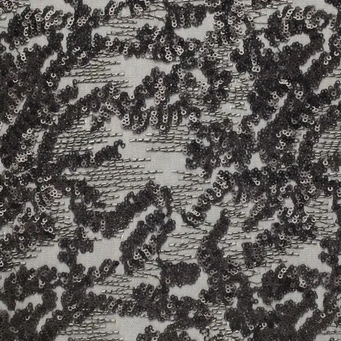 Rete paillettes ricamate argento