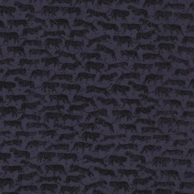 Tessuto viscosa mini tigri blu navy