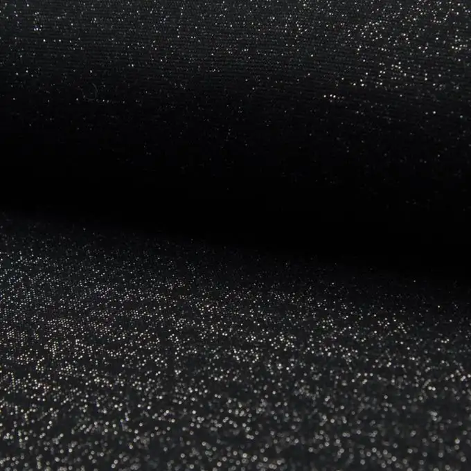 Tessuto jersey costina tubolare lurex nero