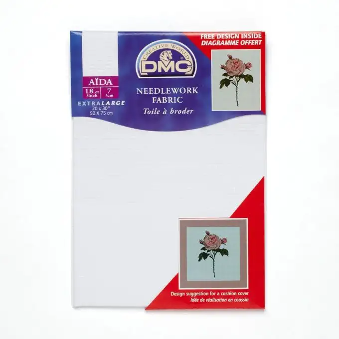 Tela aida 7 punti/cm da ricamare 50x75cm bianca