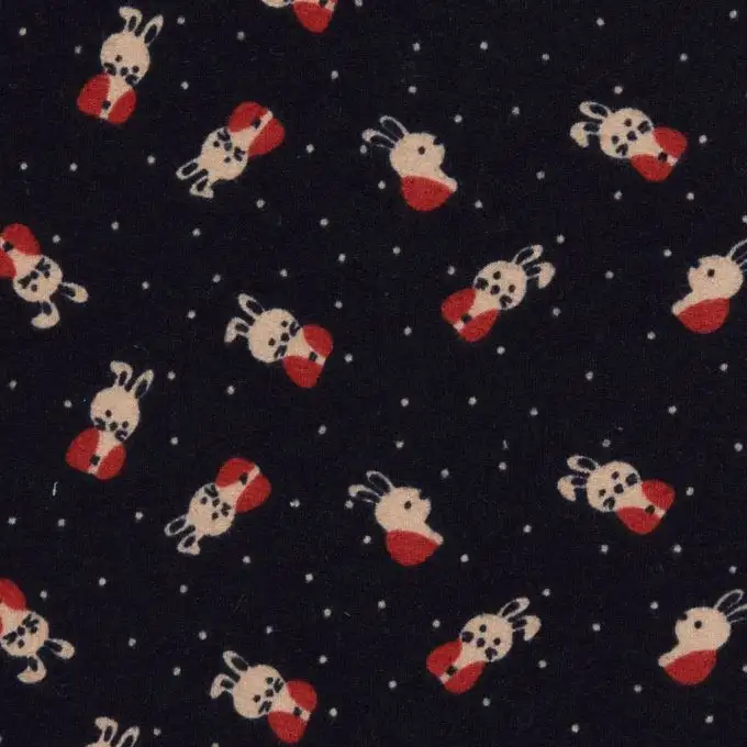 Tessuto felpato stampato conigli