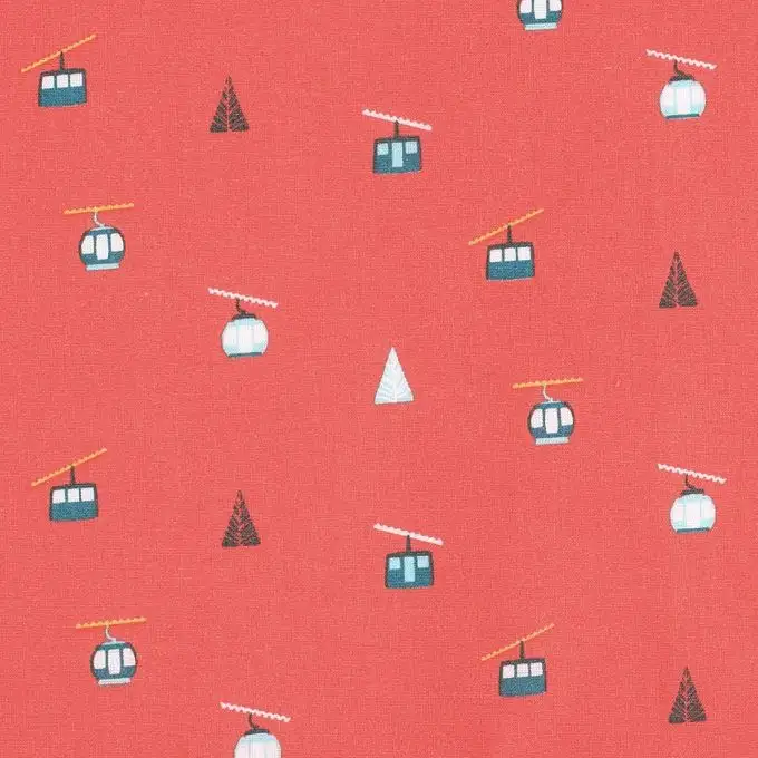 Tessuto cotone corallo scuro cabine