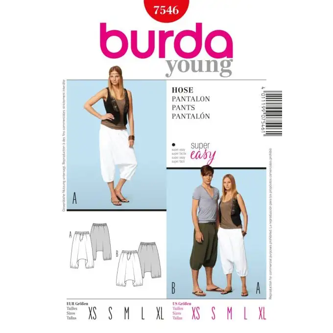 pantaloni sarouel burda 7546