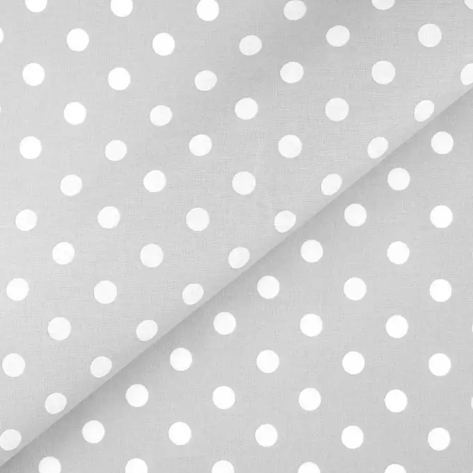 Tessuto cretonne rivestito grigio pois bianchi