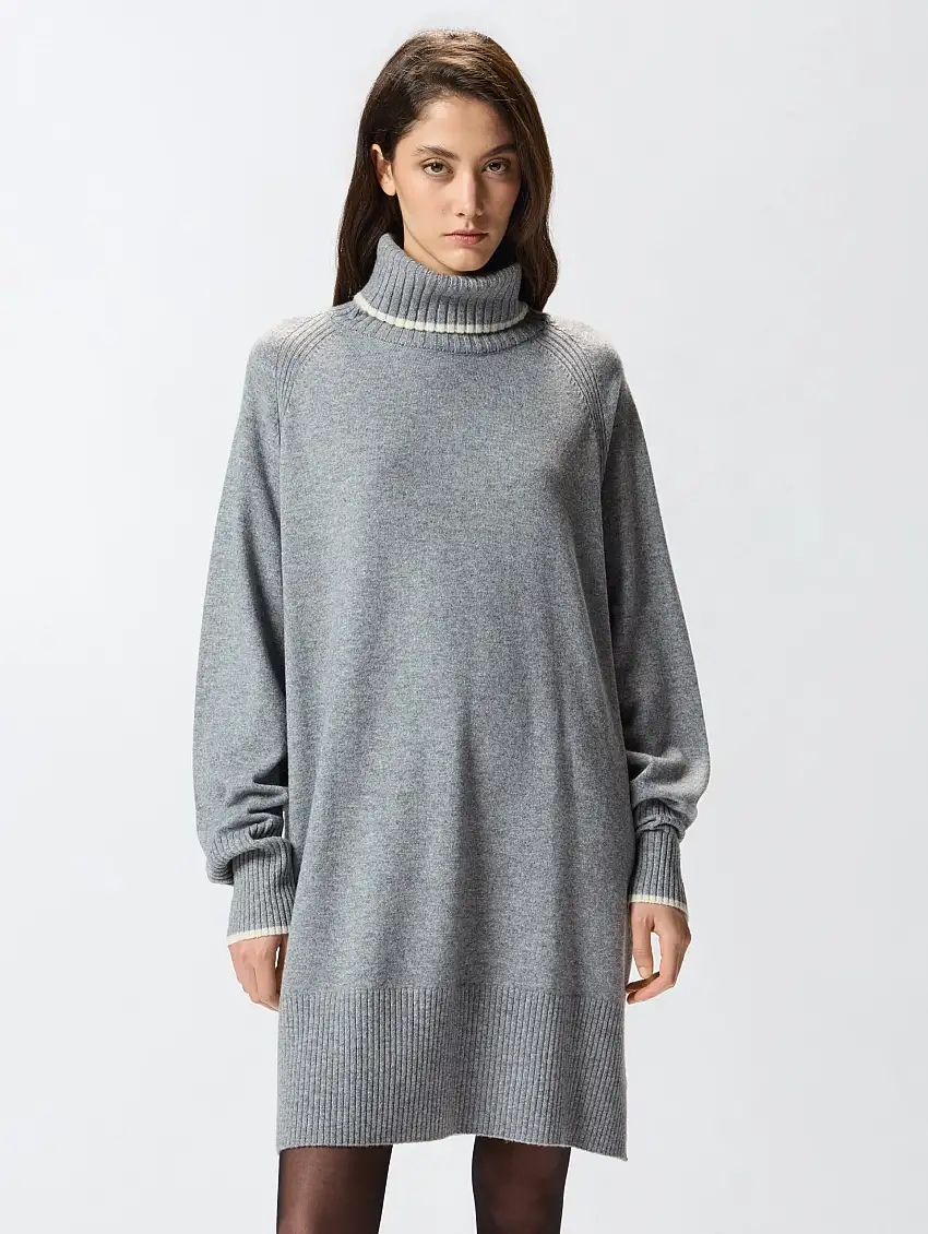 Abito Ampio in Lana e Cashmere Grigio