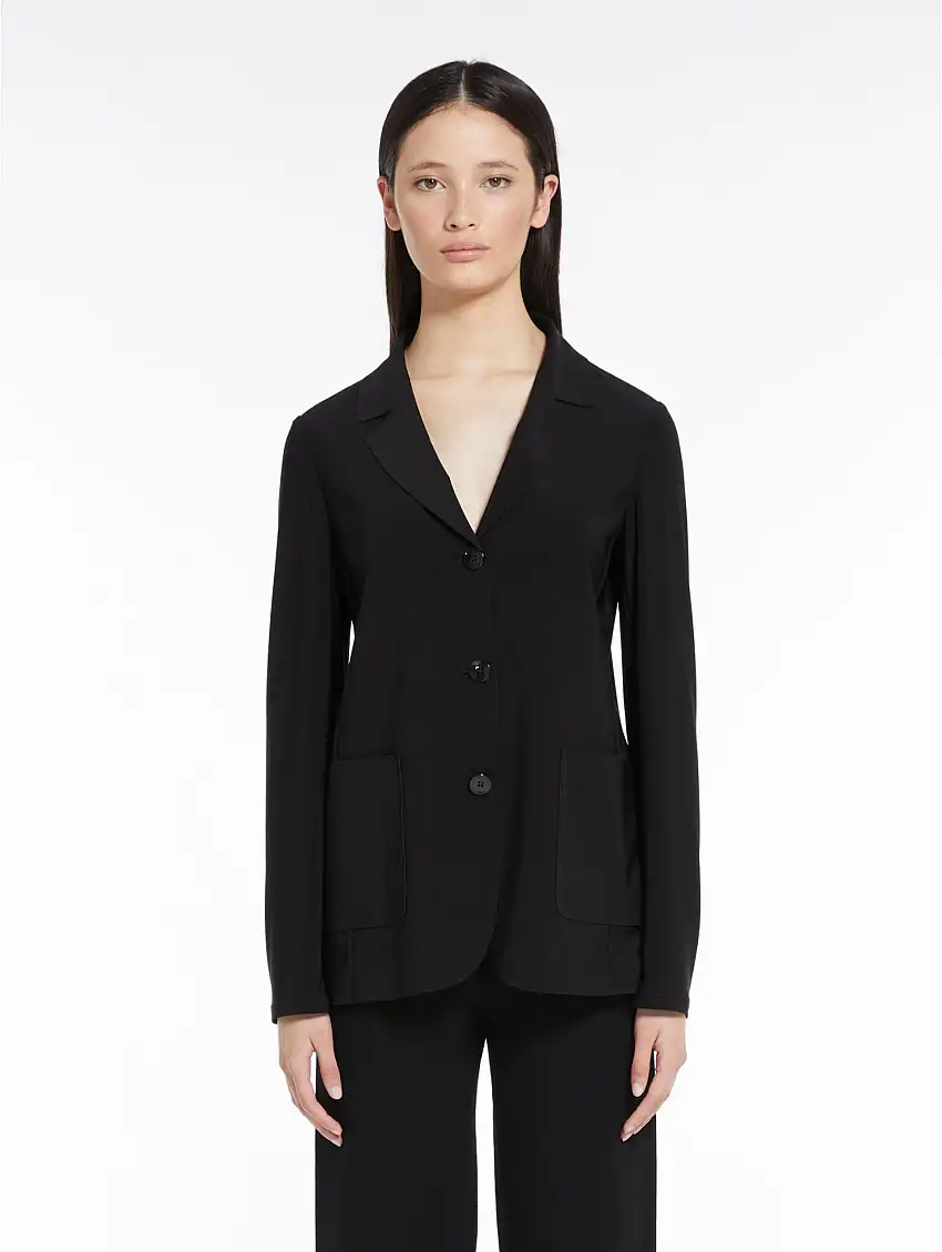 Blazer Destrutturato in Jersey Nero