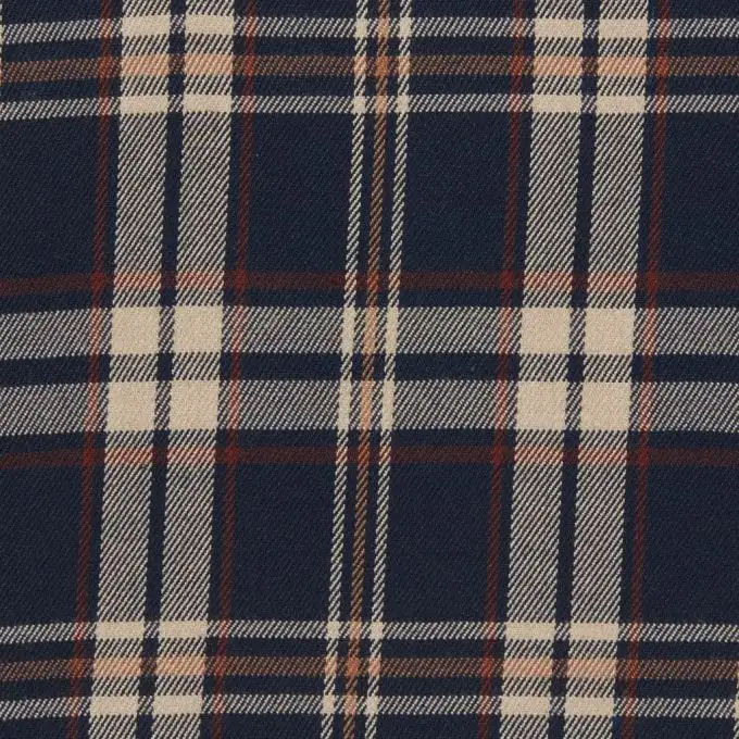 Tessuto flanella a quadri blu navy