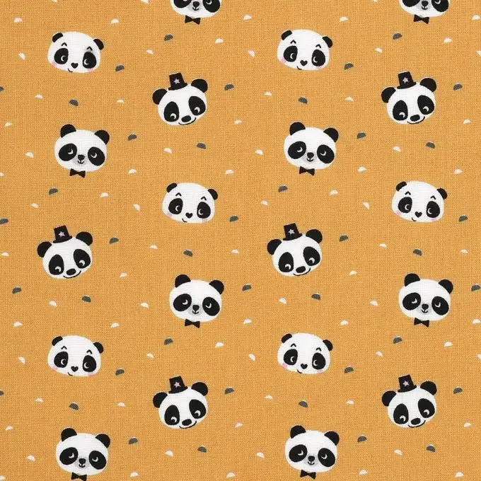 Tessuto cotone panda curry