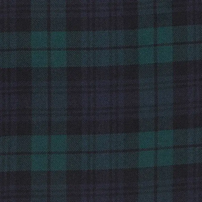Tessuto tartan a quadri blu scuro e verde