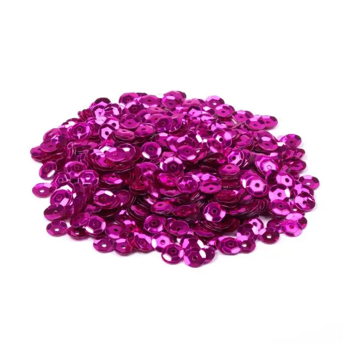 Paillettes lustrini da cucire fucsia 6 mm con un foro