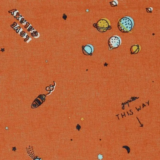 Tessuto velo di cotone stampato Spazio ambra