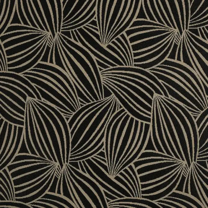 Tessuto jacquard foglie nere