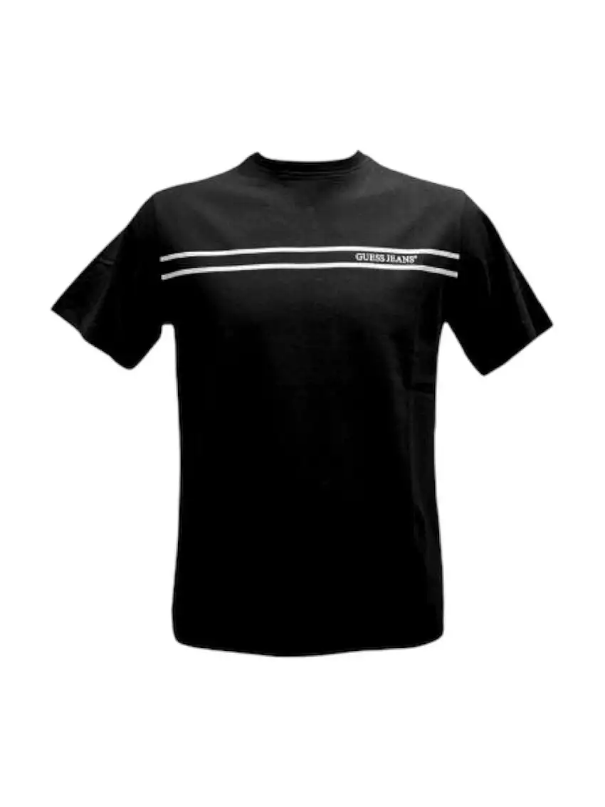 GUESS Men's T-shirt GJ SS CN REG CHEST STRIPE TEE M5RI78 KCPQ1 JBLK Jet Black A996