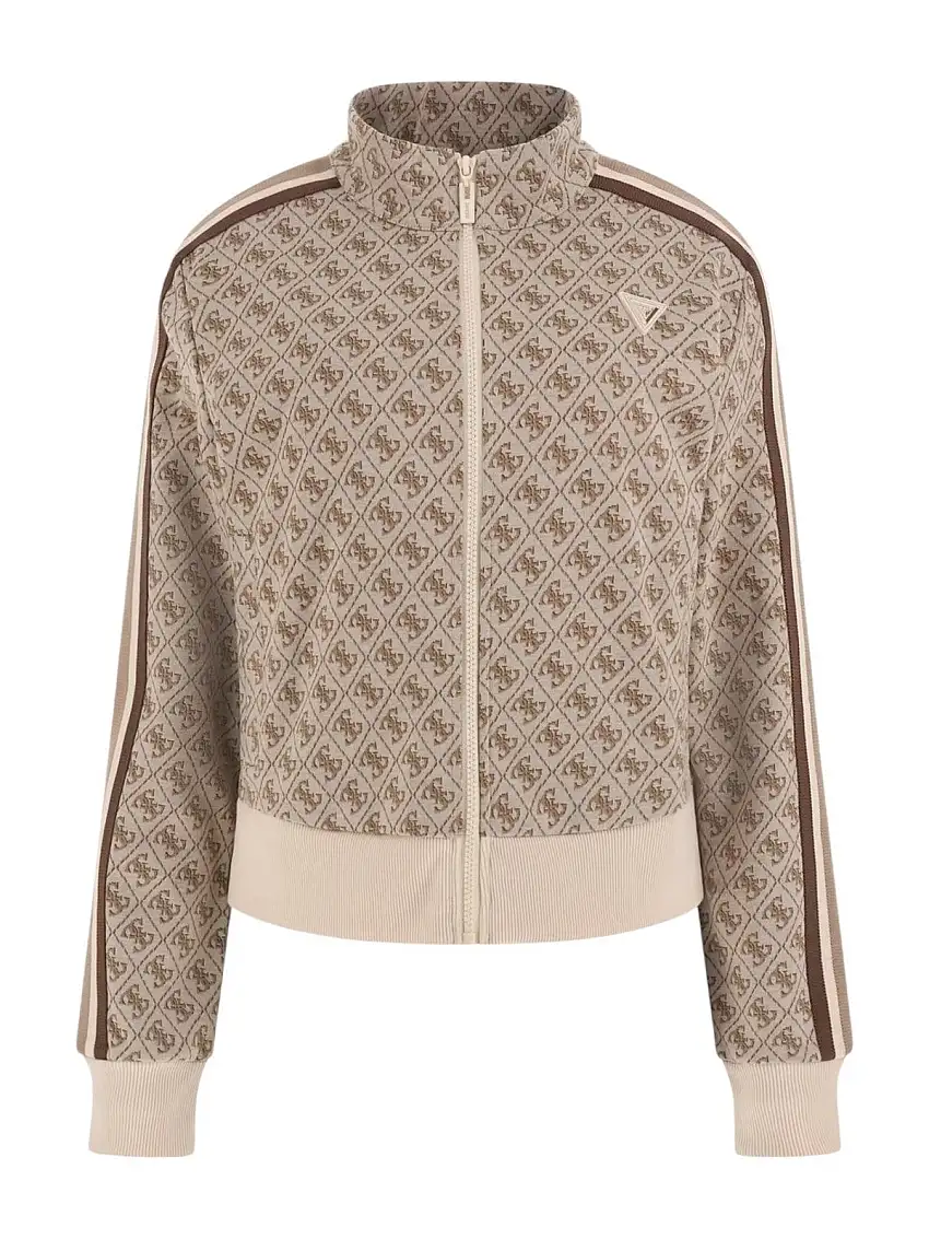 GUESS SPORT Women's Sweatshirt JEAN G LOGO FULL ZIP V5RQ03 KCO90 FN4T Beige