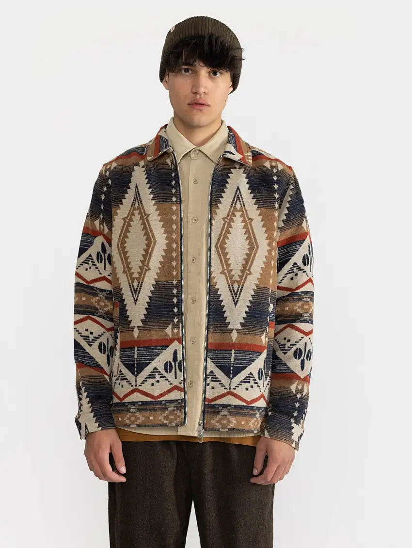 Overshirt con Stampa Azteca Blu