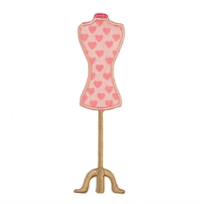 Ecusson termoadesivo manichino da sartoria rosa