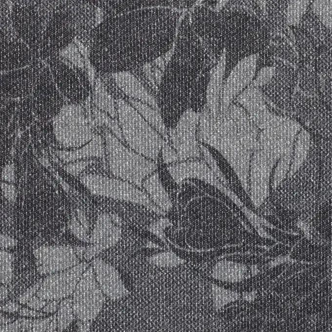 Tessuto felpa fiori grigio