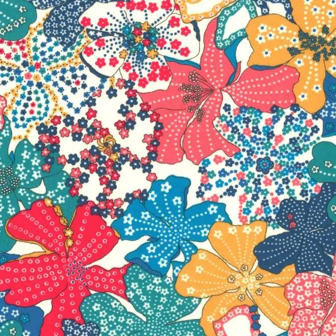 Tessuto popeline di cotone Liberty Mauvey multicolore