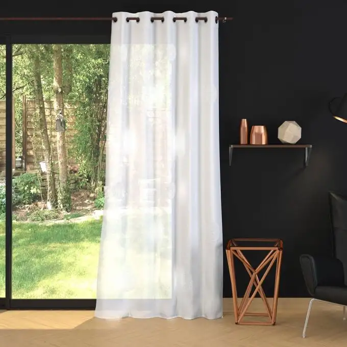 Tenda bianca ricamata lurex mondo grande larghezza